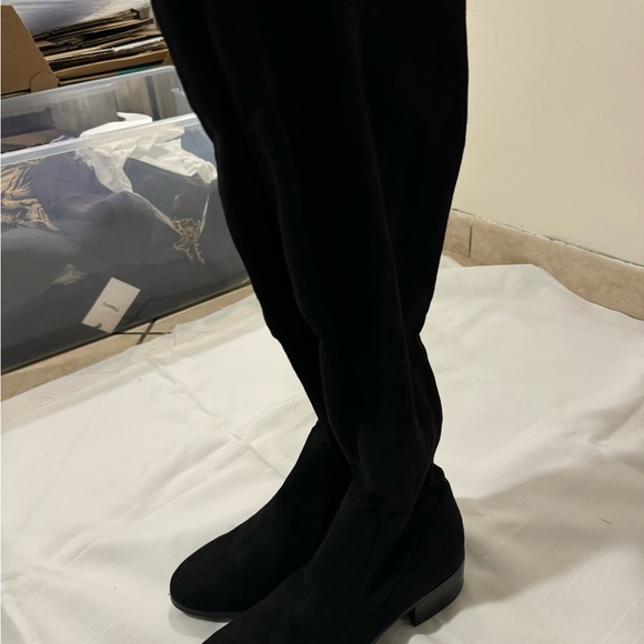 Zara Black Over the Knee Block Heel boots Sz 41 - Picture 9 of 10